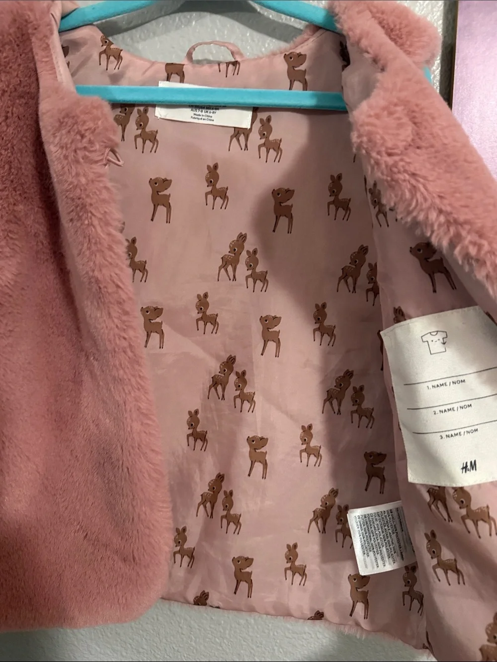 H&M soft girl warm vest 6/7 years gently used pink lined